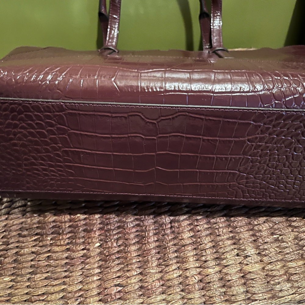 Kate Spade Deep Plum Riverside Street Exotic Bedford Tote Bag Purse - Picture 9 of 15